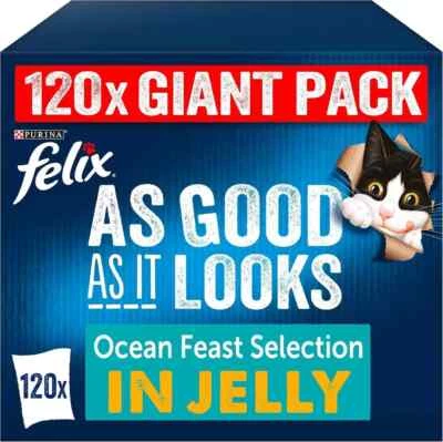 120 x 85 g Felix As Good As It Looks Ocean Feast Fish Cat Food MEGA PACK NEW UK