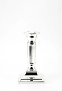 Candelabro Plateado Soporte Para Velas De Vela Con Diseño De Rayas - Imagen 1 de 10