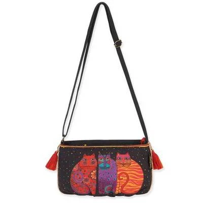 Feline Friends Laurel Burch Cat Small Canvas Purse Cross-Body Tote Bag Handbag - Image 1 of 2