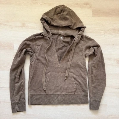 Sudadera con capucha J Crew French Terri para mujer marrón envejecido verde cuello en V M vanguardista Foto 1 de 4