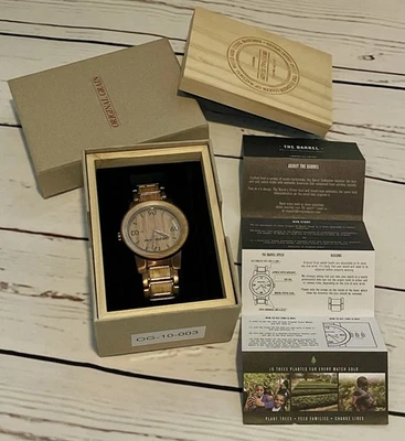 Reloj Barril Whisky Espresso Grano Original Hombres Madera Marrón con Caja - Nunca Usado Foto 1 de 4