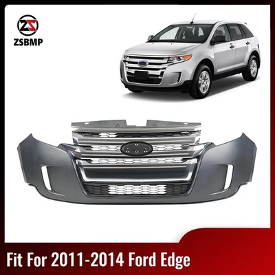 For 2011-2014 Ford Edge Front Bumper Cover Grille Assembly Kit Complete Primed - Image 1 of 4