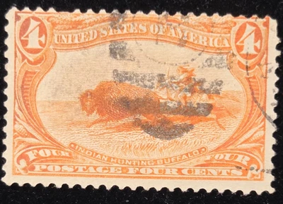 Scott 287, 4 cent orange, Hunting Buffalo, nice stamp, BV $25.00 - Image 1 of 2
