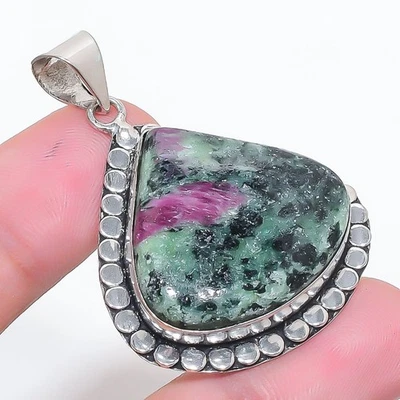 Colgante de piedras preciosas de zoisita rubí hecho a mano regalo de Acción de Gracias joyería 2,7" FP 2876 Foto 1 de 4