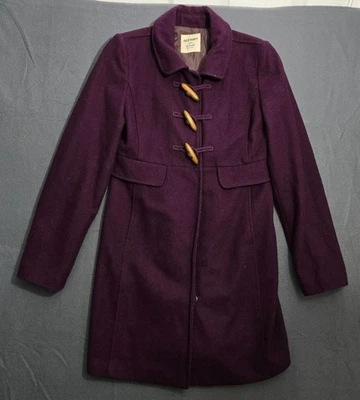 Old Navy Women XS Purple Toggle Duffle Lined Wool Blend Pea Coat  - Image 1 of 4