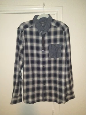 NUEVO CON ETIQUETAS Camisa Kenneth Cole Reaction Cuadros Manga Larga Con Botones Para Hombre Talla Mediana Foto 1 de 4