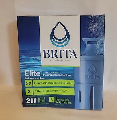Brita Elite Replacement Water Filter 2 Pack for Pitchers and Dispensers Sealed - Image 1 of 4