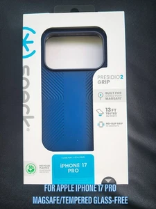 FUNDA MAGSAFE AZUL AGARRE SPECK PRESIDO2 PARA APPLE IPHONE 17 PRO/VIDRIO TEMP LIBRE - Imagen 1 de 5