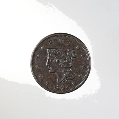 Raw 1842 Coronet Head 1C Uncertified Ungraded US Large Cent Coin - Image 1 of 2
