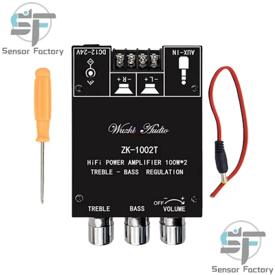 ZK-1002T 100W*2 Bluetooth Amplifier Board 2-Ch Stereo Amplifier Treble Bass 1PCS - Image 1 of 4