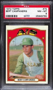 1972 Topps #75 Bert Campaneris - Set Break! PSA 8 - Foto 1 di 2