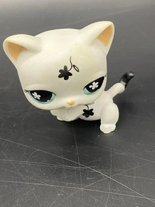 Littlest Pet Shop - Gato blanco con flores negras - Ojos de flores verdes - #547 - Imagen 1 de 3
