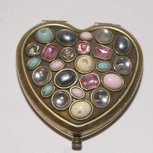 Erickson Beamon Heart Compact Mirror With Floral & Stone Detail - Picture 1 of 8