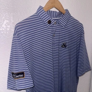 Peter Millar Scotty Cameron Golf Polo Shirt Mens Large Blue Striped Circle T - Picture 1 of 4