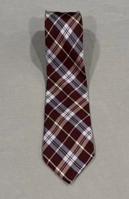 Tommy Hilfiger Mens Necktie Classic Multicolor Plaid 100% Silk Two Tone Designer - Image 1 of 4