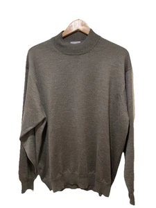 GRAN SASSO Mens 48 L/XL WOOL SILK CASHMERE Mock Neck Pullover Sweater Brown - Picture 1 of 4