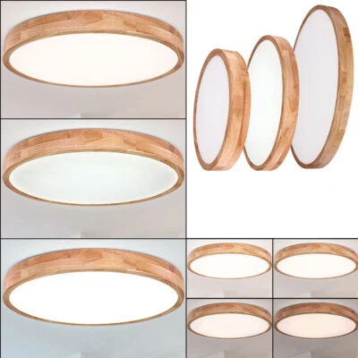 GLOBO LED Deckenleuchte Deckenlampe Holz Optik Tageslicht Lampe rund Fernbedienung