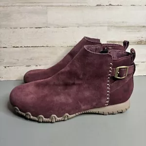 Skechers Relaxed Fit Air Cooled lila Wildleder Stiefeletten seitlicher Reißverschluss Größe 10 - Bild 1 von 7