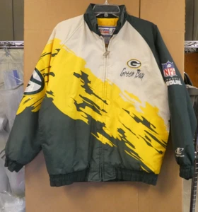 VTG Green Bay Packers Jacket Mens XL Green Logo Athletic Splash Jacket - Picture 1 of 12