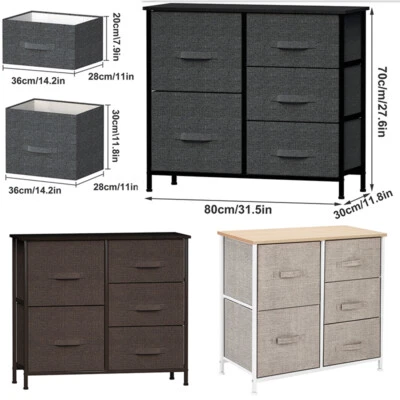 Dresser Storage Organizer Fabric Drawers Steel Frame Wood Top with Fabric Bins - Image 1 of 4