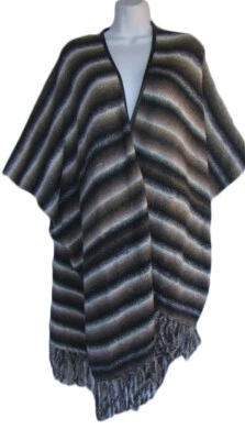 COLECCIONES TARTAS Mantón envolvente de tabardo con flecos marrón talla única nuevo con etiquetas acrílico/alpaca Foto 1 de 4