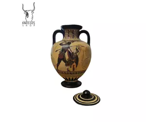 Achille uccide Pentesilea, vaso greco antico, copia museo, vaso con coperchio - Foto 1 di 6