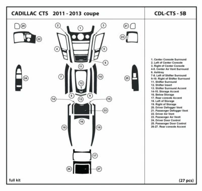 Kit de molduras de tablero de fibra de carbono real interior para Cadillac CTS cupé 2011-2013 Foto 1 de 4