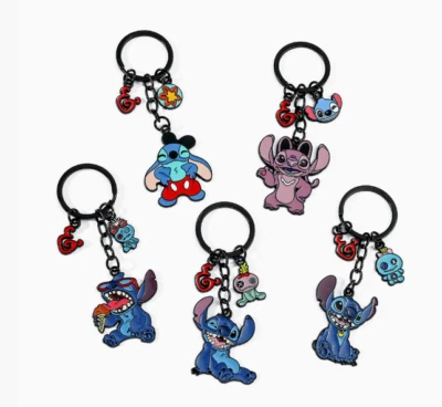 Lot 10 pcs Cartoon Stitch Metal Enamel Pendant Keychain Jewelry Accessories DIY - Image 1 of 3
