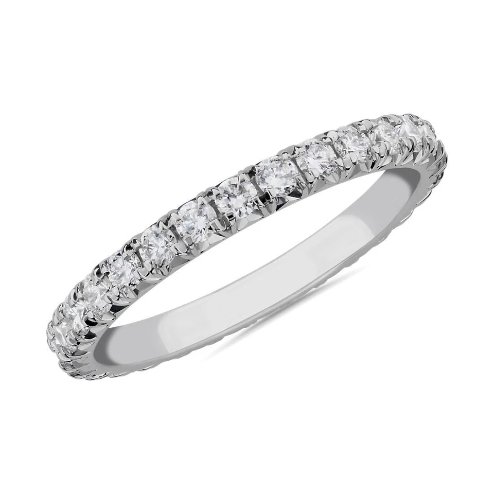 ISAAC WOLF Eternity Pave Set Flawless Moissanite Wedding Band 10K Gold - Image 1 of 3