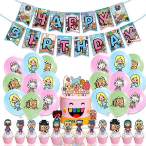 Toca Boca World Kindergeburtstag Geburtstagsdeko Happy-Birthday GirlandeBallons - Bild 1 von 6