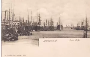Litho AK 1900 Deutsches-Reich Bremerhaven Neuer Hafen Schiffe Dr. Trenkler !!! - Bild 1 von 2