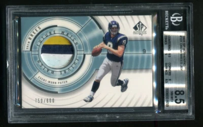 2001 SP Authentic Drew Brees Future Watch RC Patch 750/800 BGS 8.5 NM-MT+ - Image 1 of 2