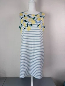 Joules women's size 10 sleeveless 100% cotton lemon striped shift dress casual - Picture 1 of 8