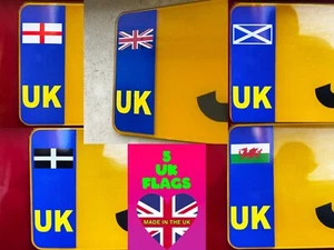 Pack of 2 VARIOUS UK Number Plate Badge Flags Travel Stickers, DVLA compliant - Picture 1 of 11