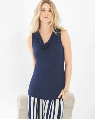 Top túnica Soma suave jersey sin mangas capucha cuello XL azul marino Foto 1 de 2