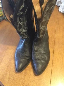 Vintage Black Nocona Leather Western Cowboy Boots mens Size 10.5 - Picture 1 of 6