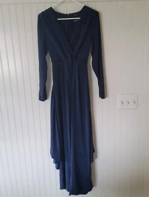 C/MEO Collective Eminence Chiffon Deep V Neck One Piece Party Jumpsuit Navy XS - Image 1 of 4