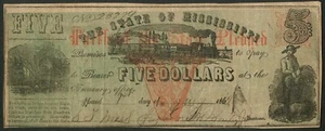 U.S.A., Mississippi, State of Mississippi, 5 dollars, 186[2], NVF - Picture 1 of 2