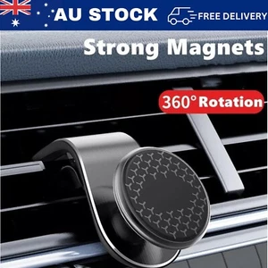 360 Rotation Magnetic Car Mount Air Vent Clip Phone Holder For iPhone Samsung - Picture 1 of 6