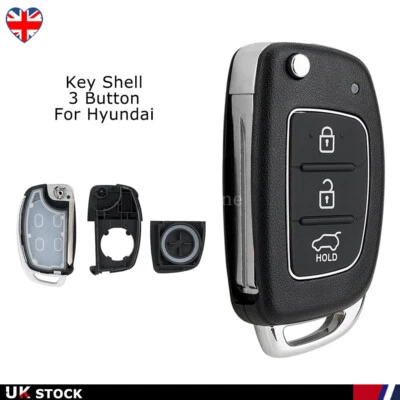 Replacement Remote Flip Key Fob Case For Hyundai I10 I20 I40 IX35 Santa 3 Button - Image 1 of 4