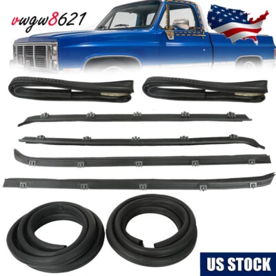 For Chevy GMC Truck Front Door Window Run Sweep Felts Weatherstrip Seal Kit Set - Image 1 of 4
