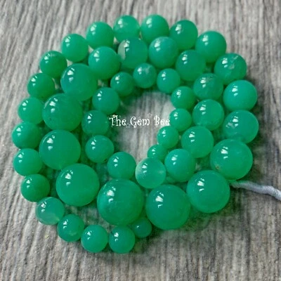 Cuentas de esfera redonda crisoprasa gema natural de 5,5 mm-12,2 mm hebra de 16,3 pulgadas Foto 1 de 4