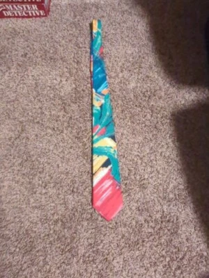 Hardy Amies multicolor abstract mosaic extra long soft silk tie - Image 1 of 4