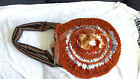 HANDMADE WOOL AND COTTON CROCHETED BAG SIZE:13 INCH ROUND TOTE BROWNS PURSE