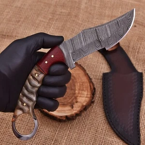 10.2" CUSTOM FORGED DAMASCUS HANDMADE TACTICAL CAMPING KARAMBIT TRACKER KNIFE - Picture 1 of 5