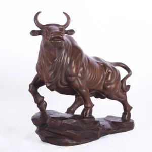 12 inch,Bull Figurines Retro Brass Statue Desktop Decoration FengShui Home Decor - Picture 1 of 10