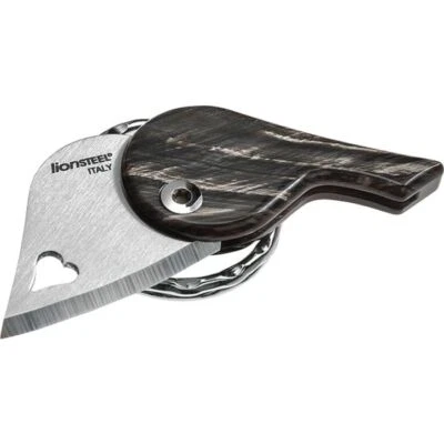 Lion Steel LionBeat Heart Horn AISI 440 Stainless Black Knife Keychain LBCO - Image 1 of 2