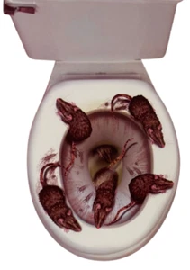 Divertida PEGATINA ASIENTO DE INODORO RATA Decoración Baño Tapa Mordaza Broma Broma Halloween Calcomanía - Imagen 1 de 5