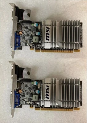2x   MSI NVIDIA GeForce 210 N210-MD512D3H/LP PCI-e 512MB HDMI VGA DVI Video Card - Image 1 of 4