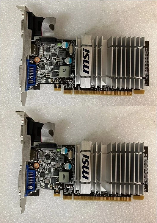 2x   MSI NVIDIA GeForce 210 N210-MD512D3H/LP PCI-e 512MB HDMI VGA DVI Video Card - Image 1 of 4
